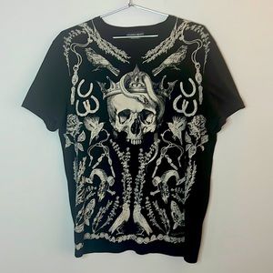 Mens Alexander McQueen black skull motif t-shirt Size XL